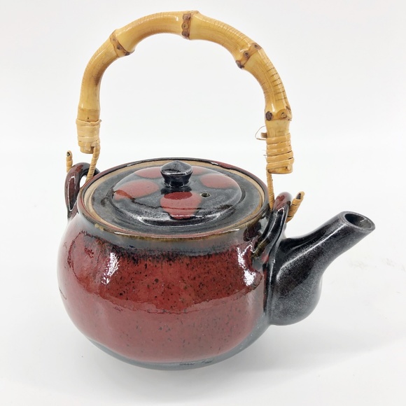 Asian Teapot Bamboo Handle Tea Collectible Brown - Picture 3 of 7